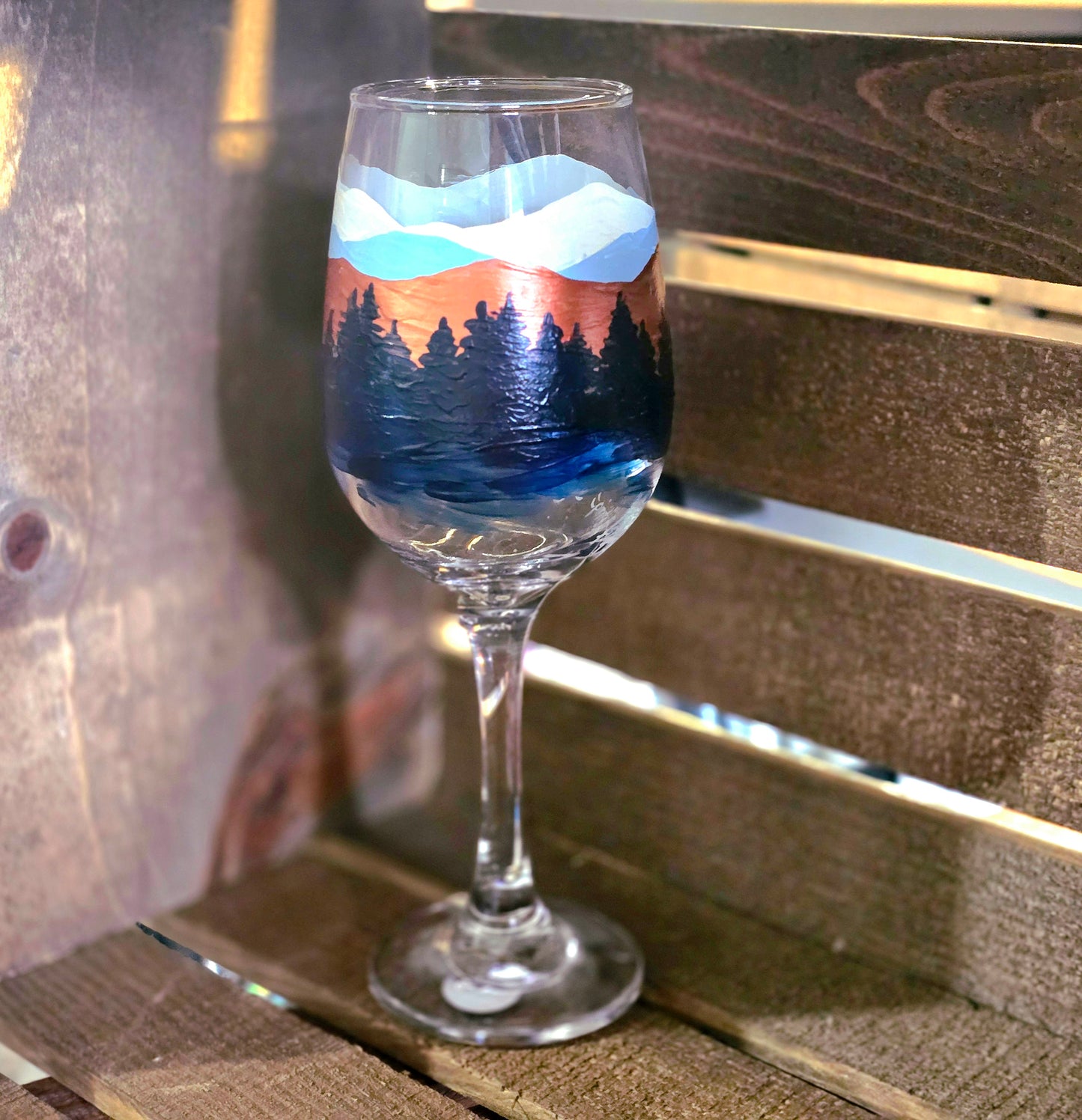 Wine Glass- Mountain Art