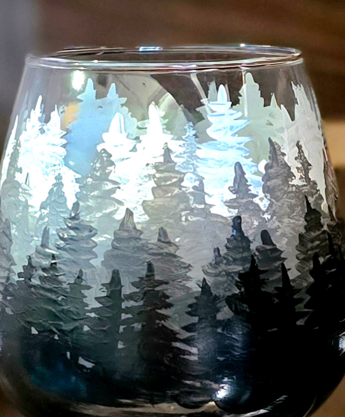 Wine Glass- Forest Trees Art