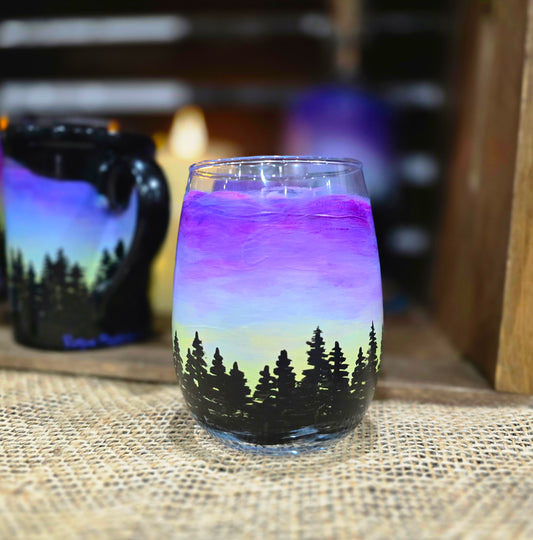 Wine Glass- Skyline Sunset Art