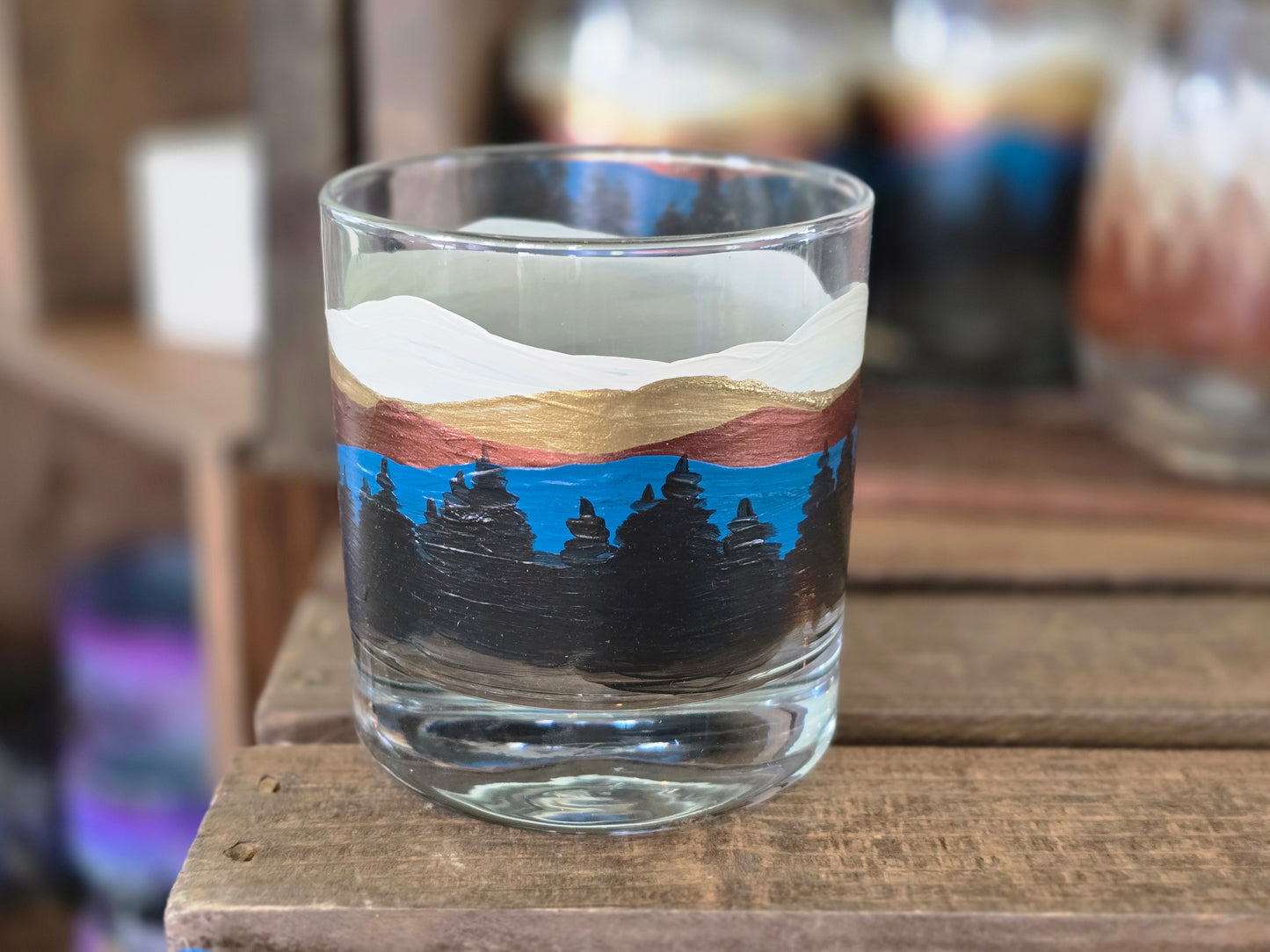 Double Old Fashioned Glass- Mountain Art