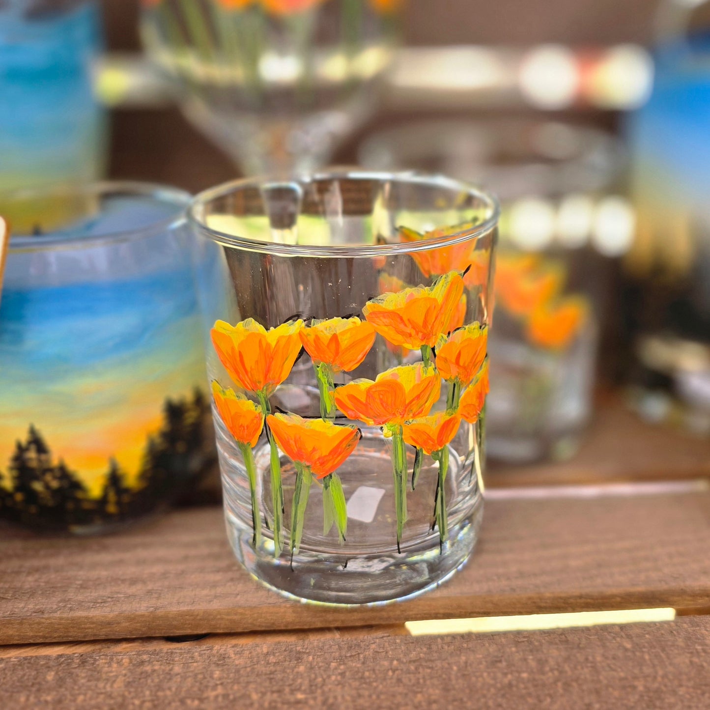 Double Old Fashioned Glass- Poppy Art
