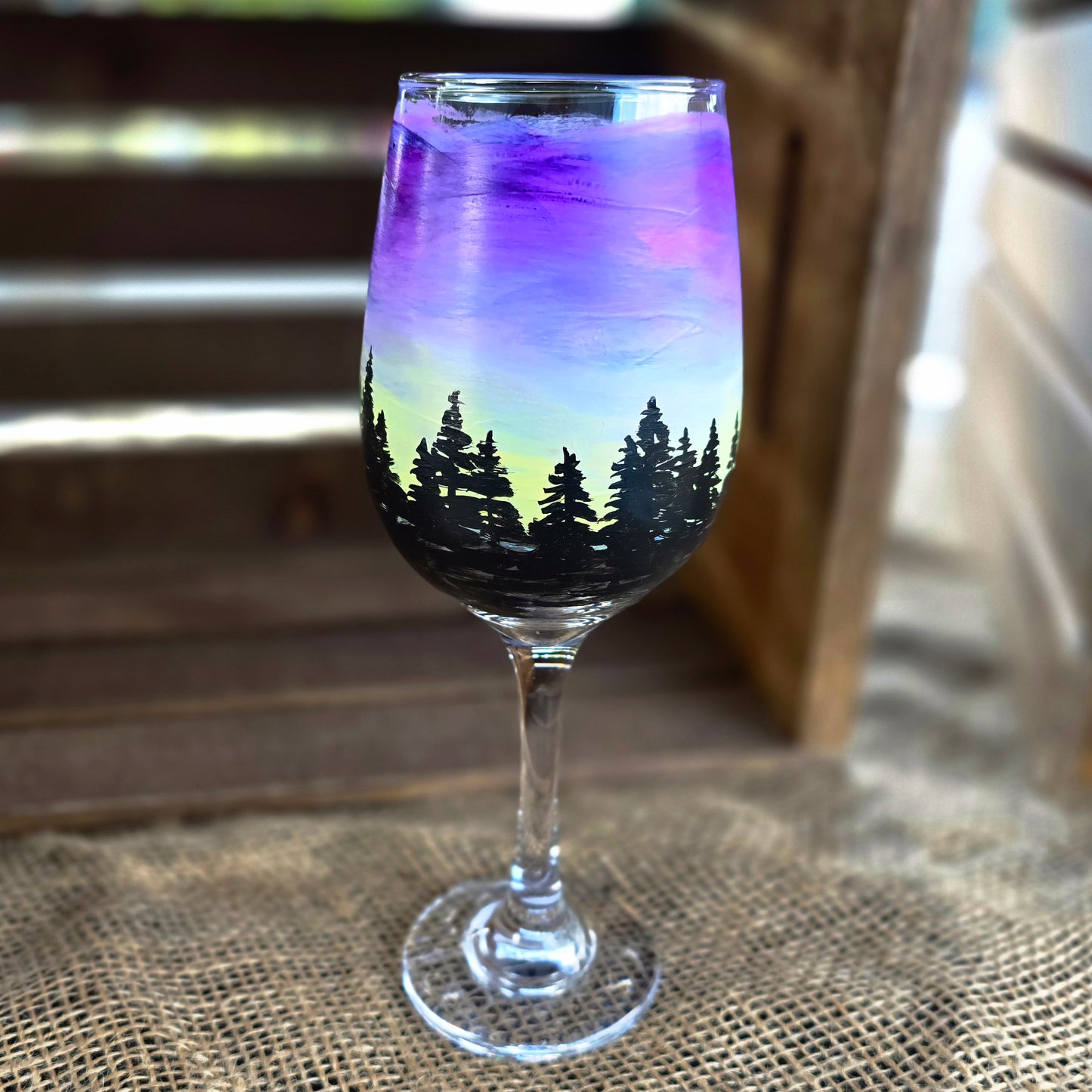 Wine Glass- Skyline Sunset Art