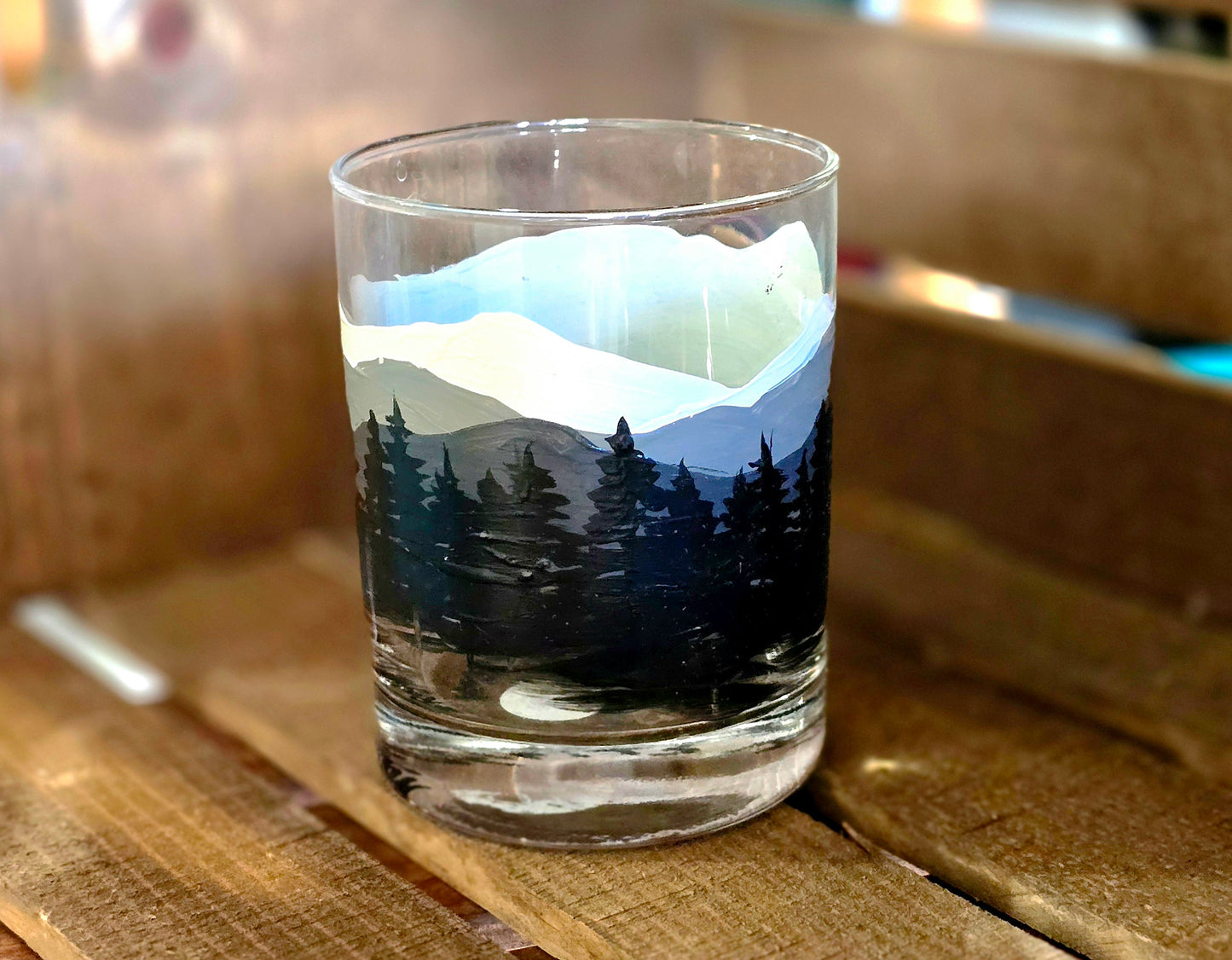 Double Old Fashioned Glass- Mountain Art