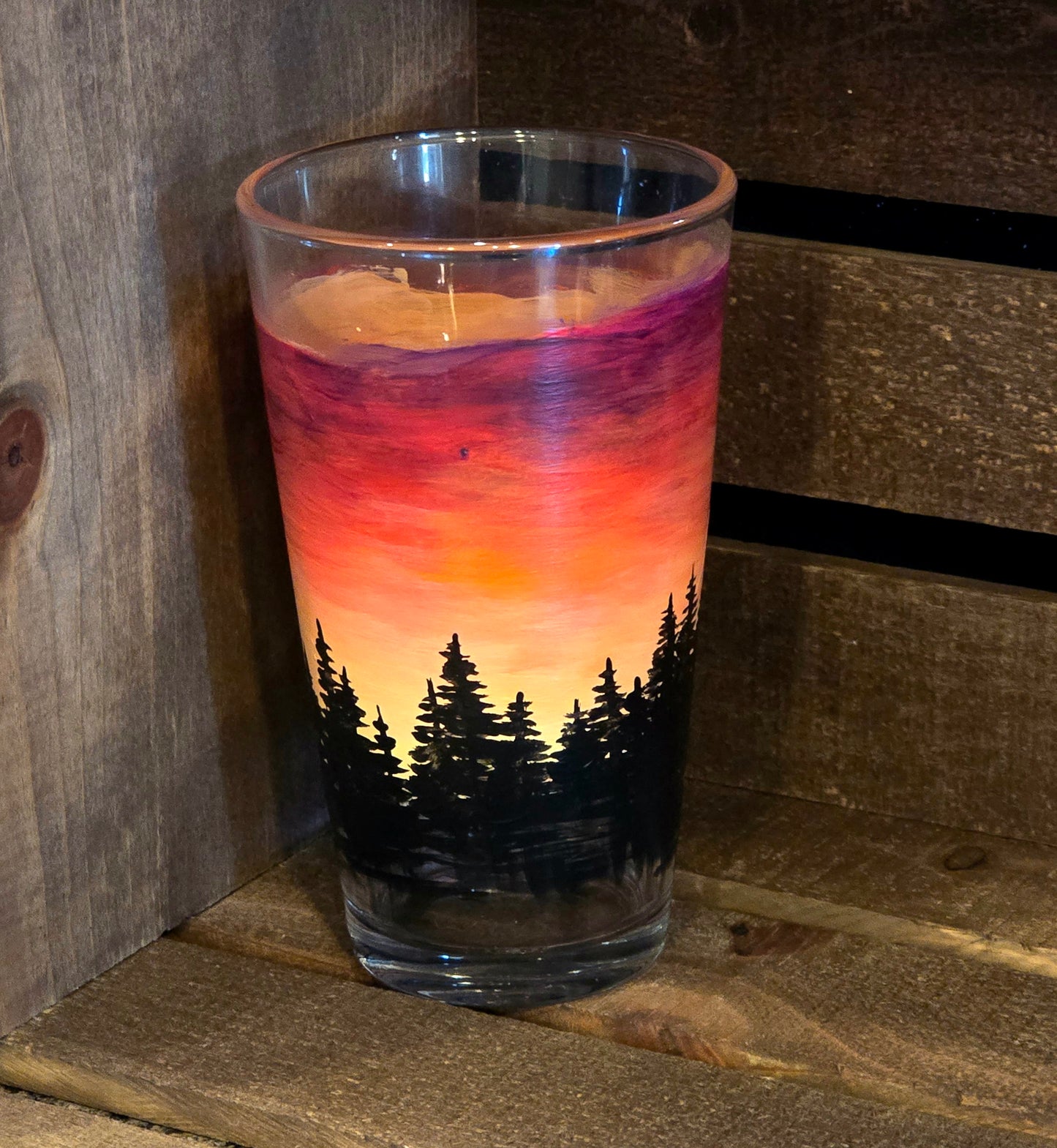 Pint Glass- Skyline Sunset Art