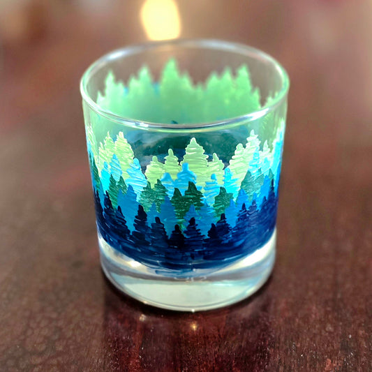 Double Old Fashioned Glass- Forest Trees Art