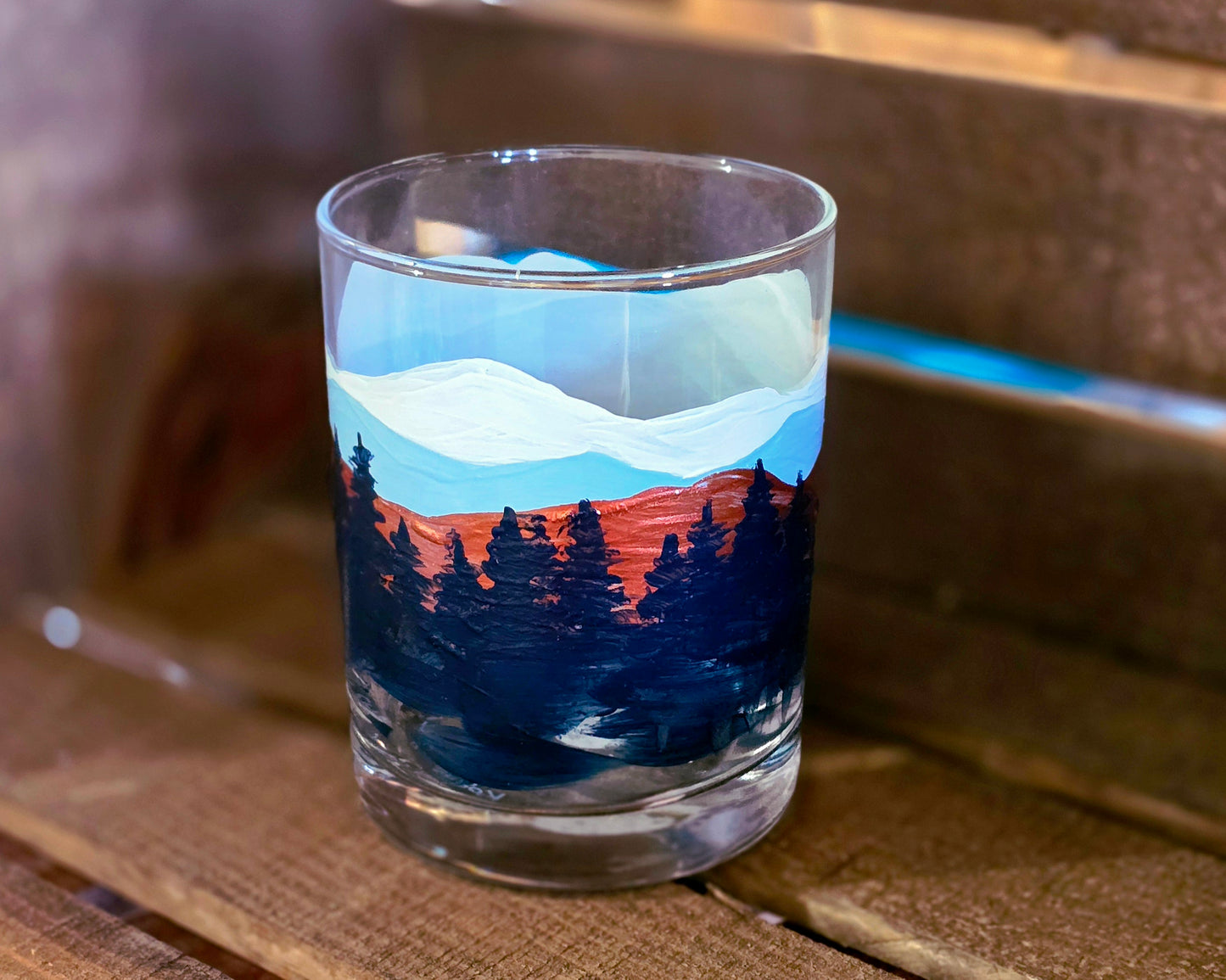 Double Old Fashioned Glass- Mountain Art