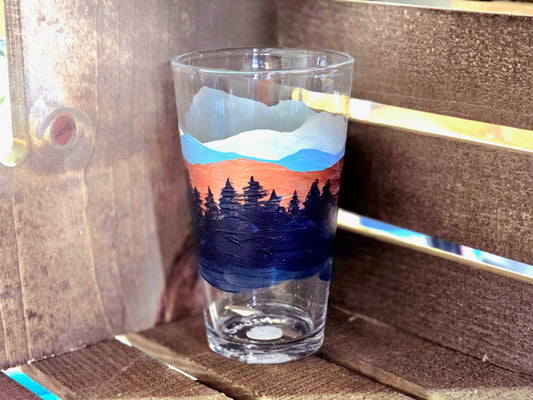 Pint Glass- Mountain Art