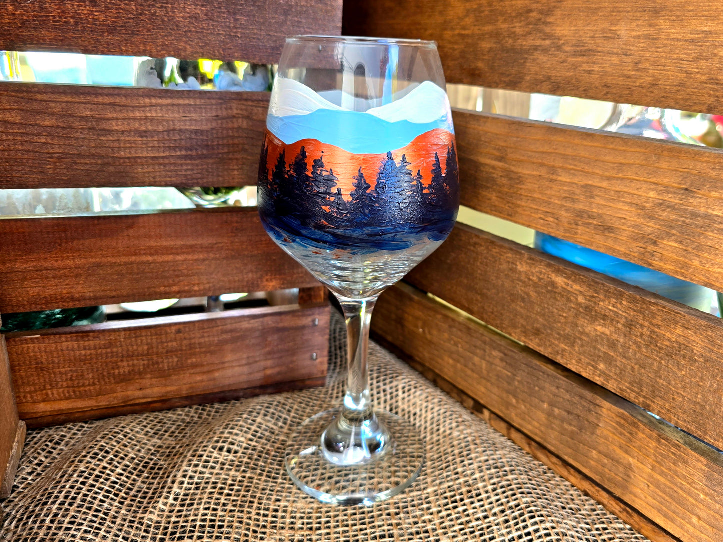 Wine Glass- Mountain Art