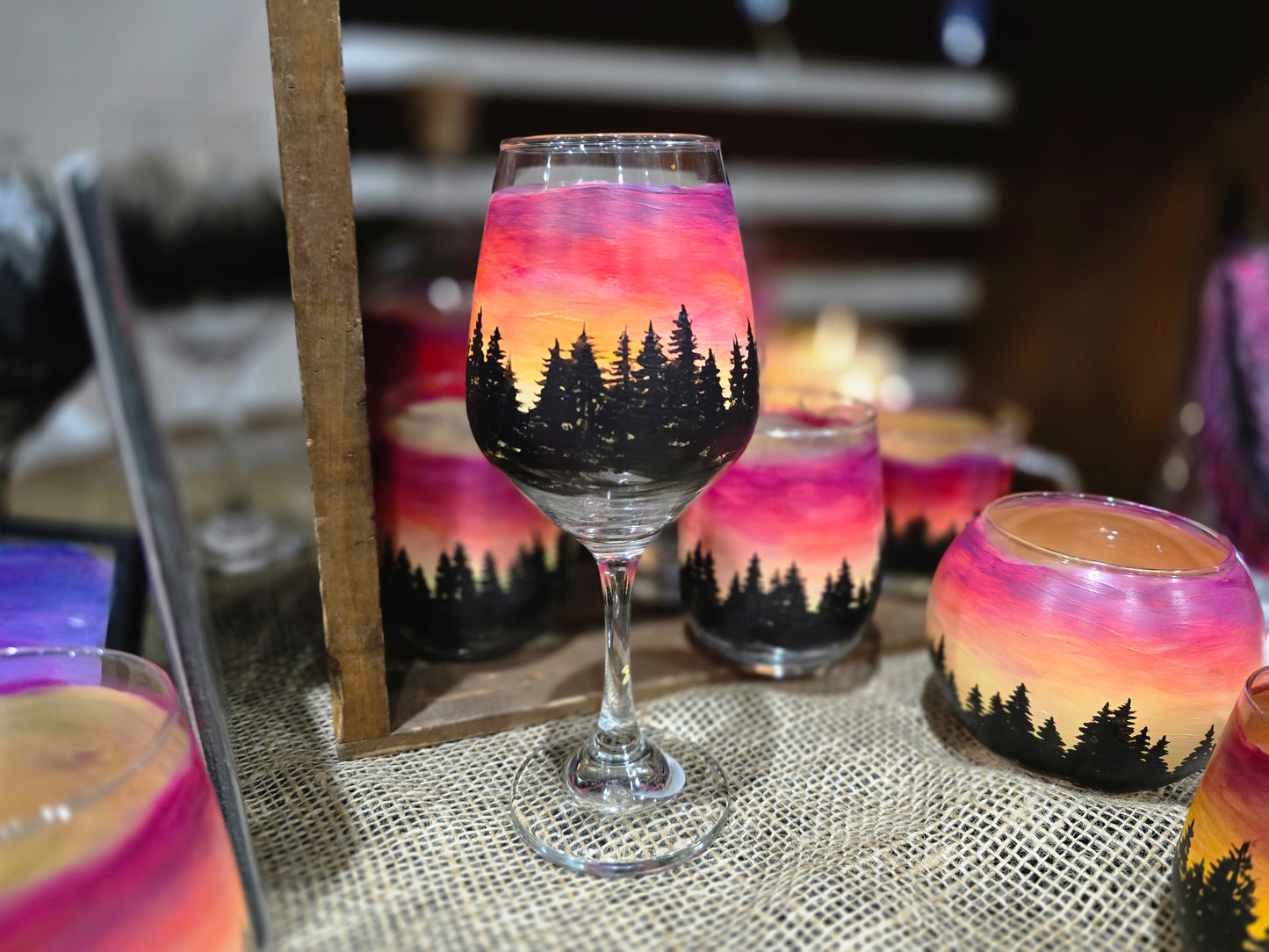 Wine Glass- Skyline Sunset Art