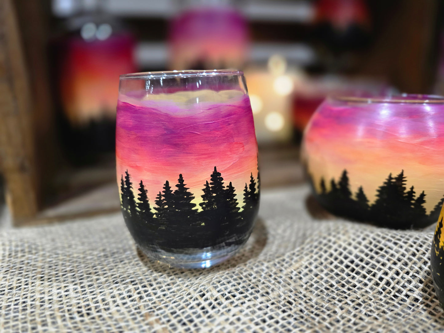 Wine Glass- Skyline Sunset Art