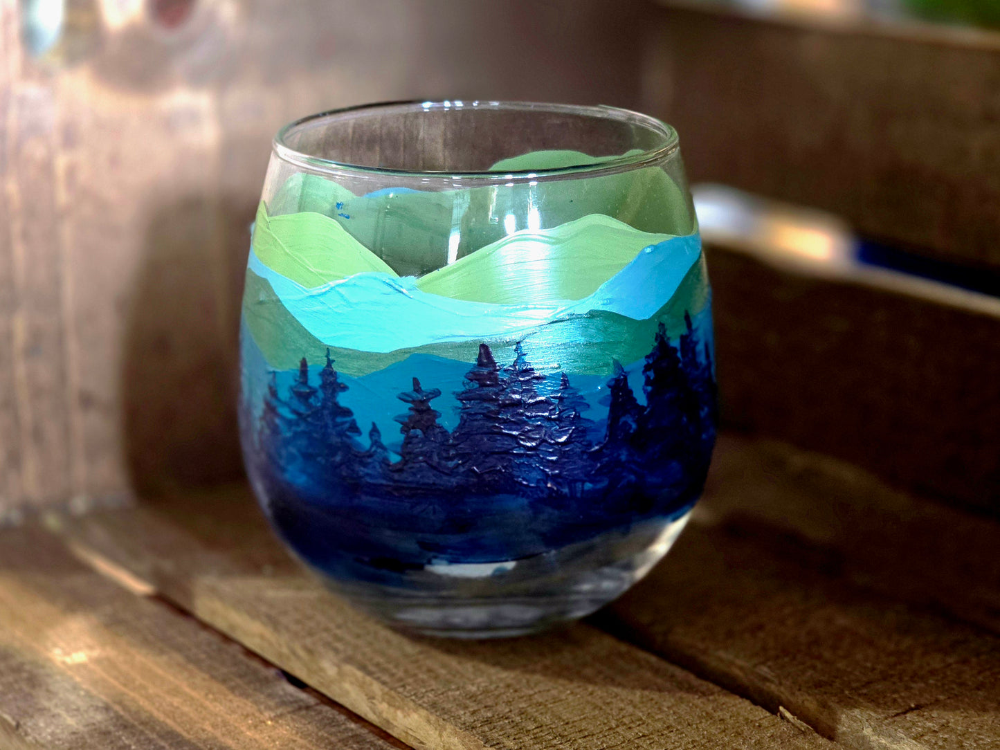 Red Wine Glass- Mountains