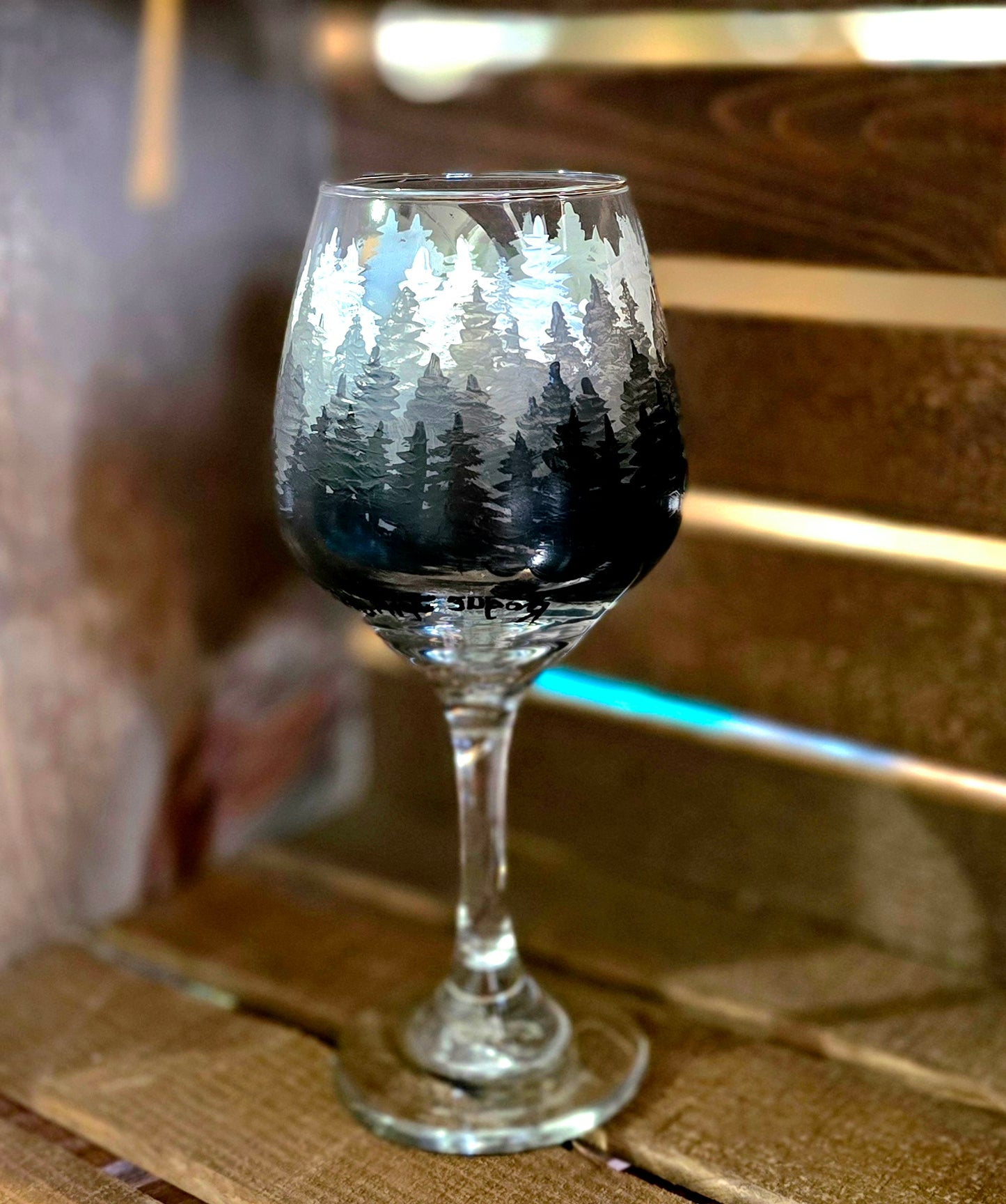 Red Wine Glass- Forest