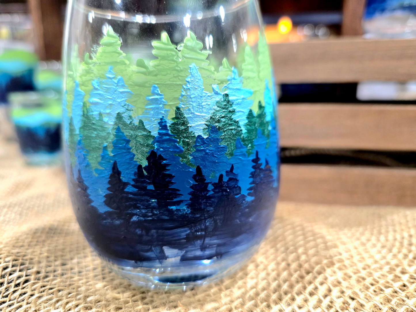 Wine Glass- Forest Trees Art