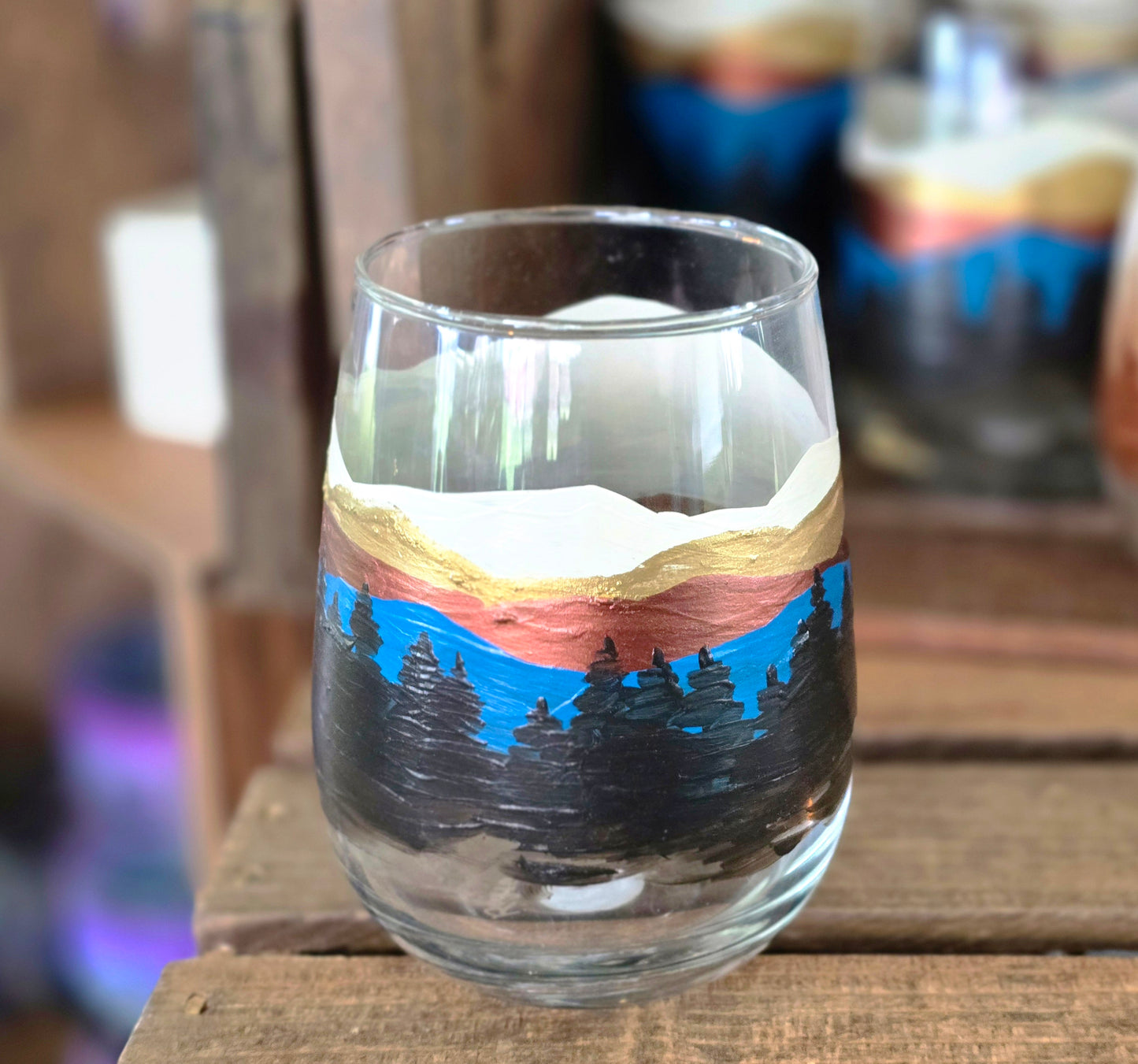Wine Glass- Mountain Art
