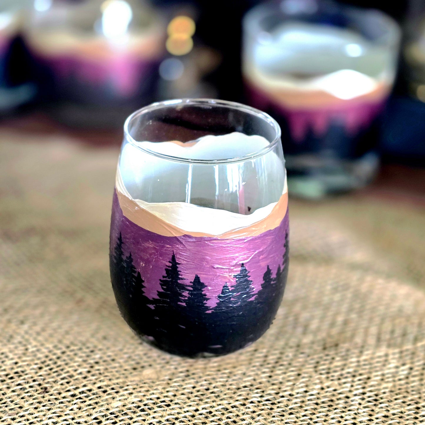 Wine Glass- Mountain Art