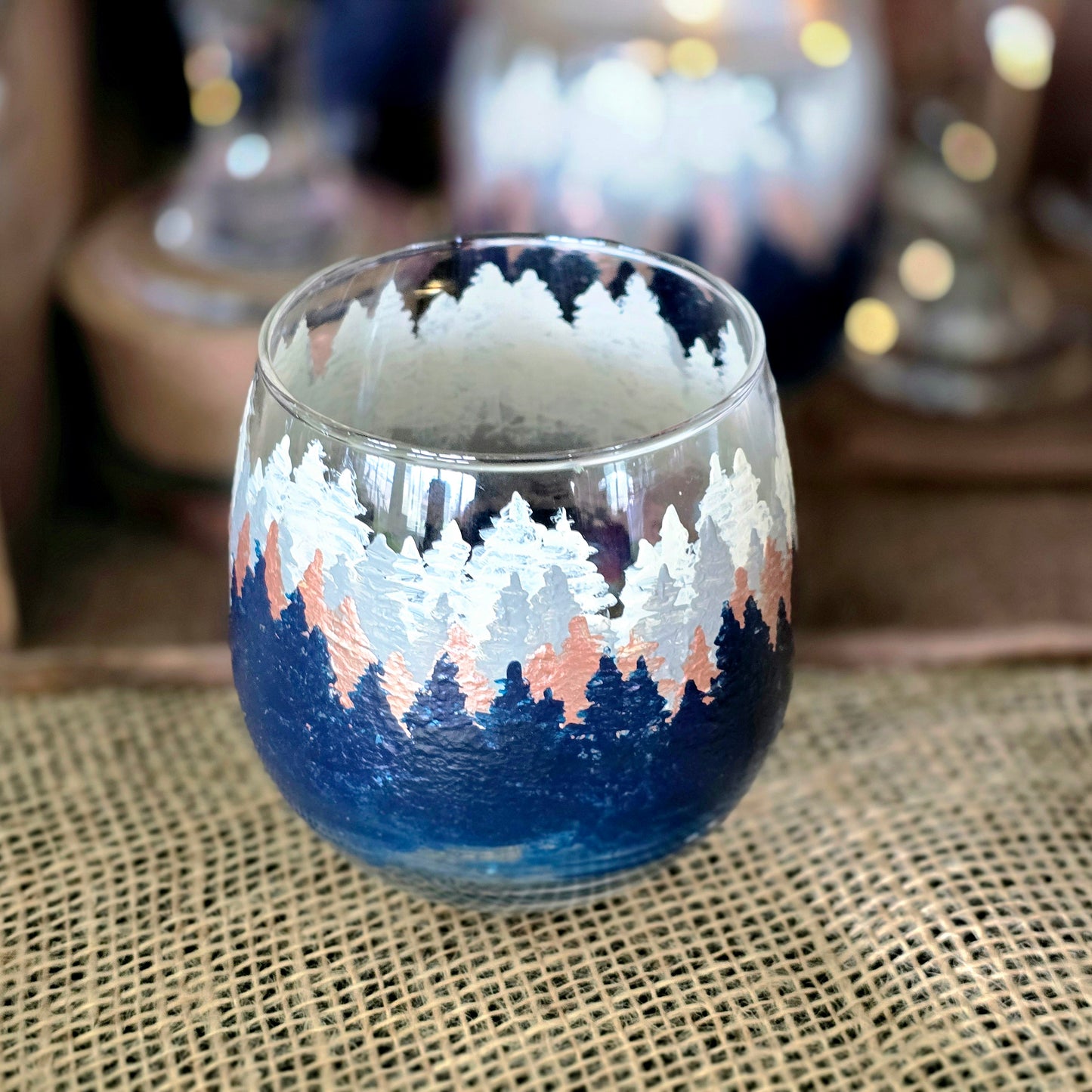 Wine Glass- Forest Trees Art
