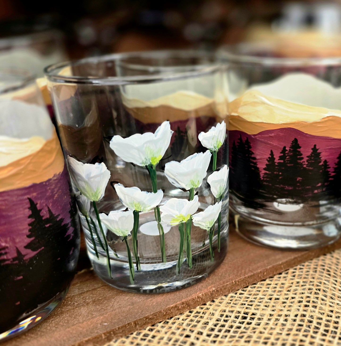 Double Old Fashioned Glass- Poppy Art