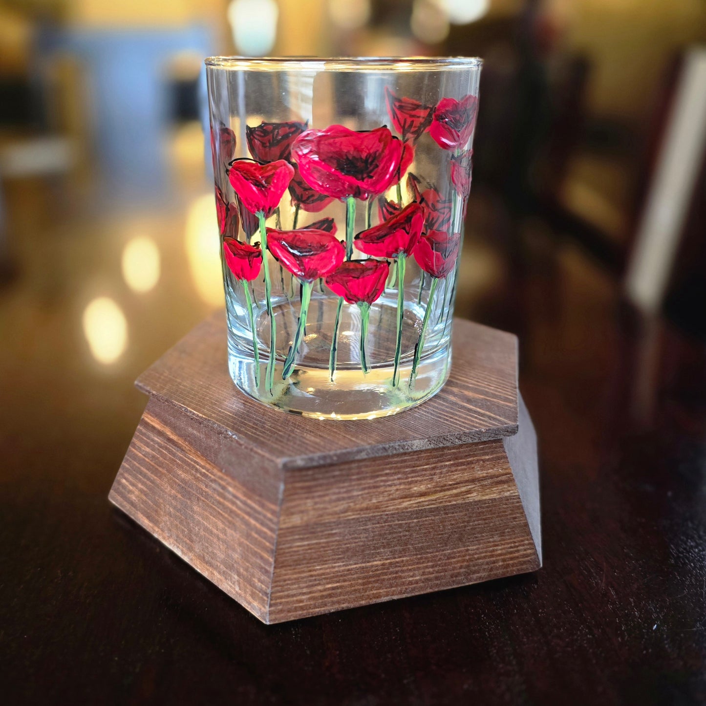 Double Old Fashioned Glass- Poppy Art