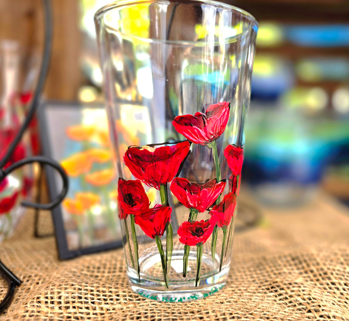 Pint Glass- Poppy Art