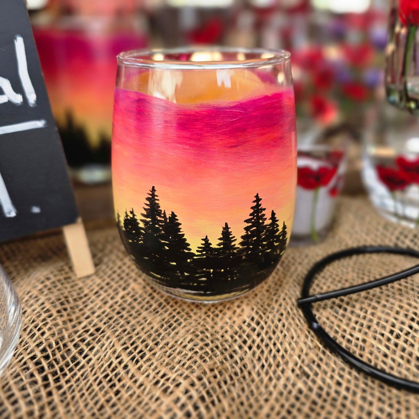 Wine Glass- Skyline Sunset Art