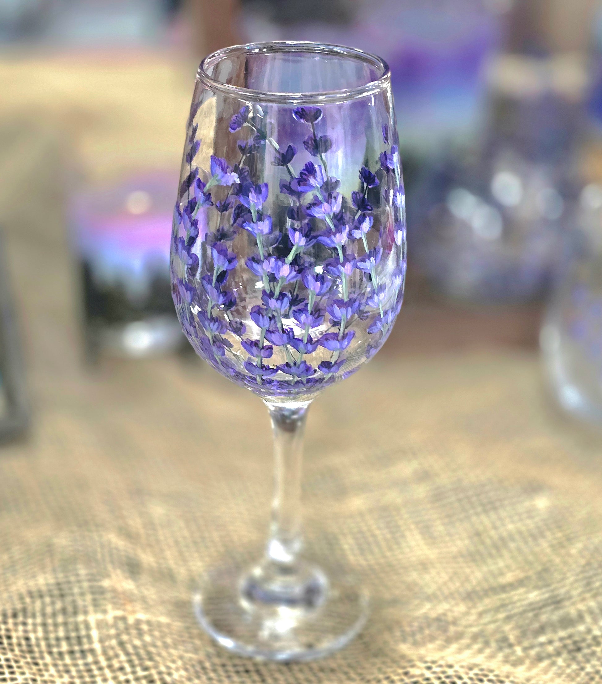 Wine Glass- Lavender Art – Rogue Spirits Art