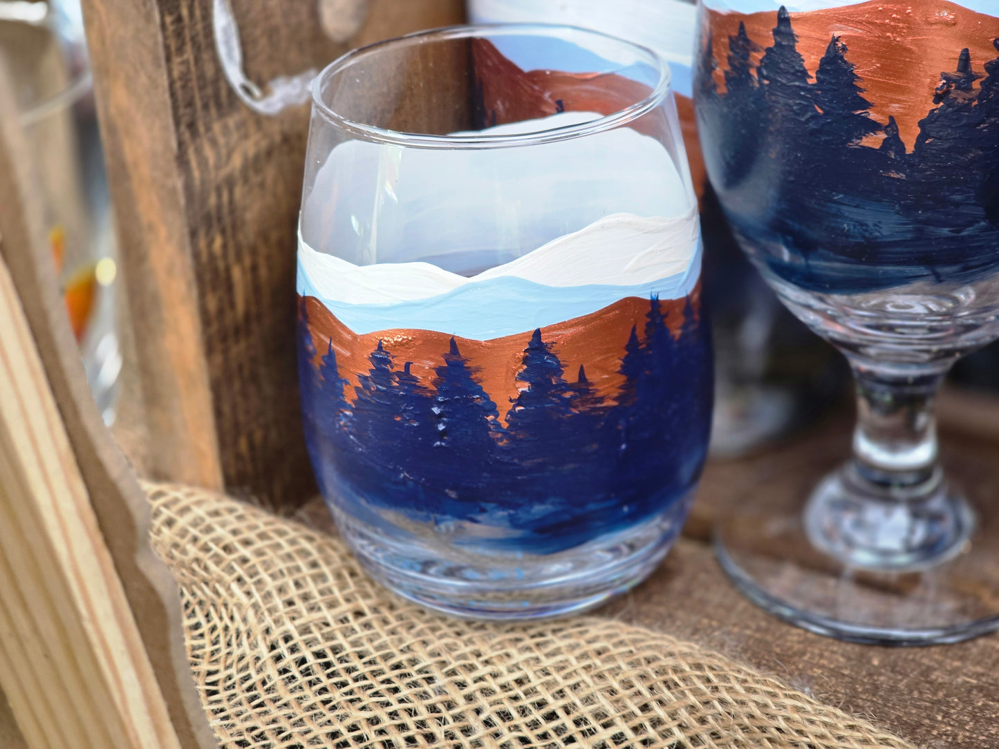 Wine Glass- Mountain Art