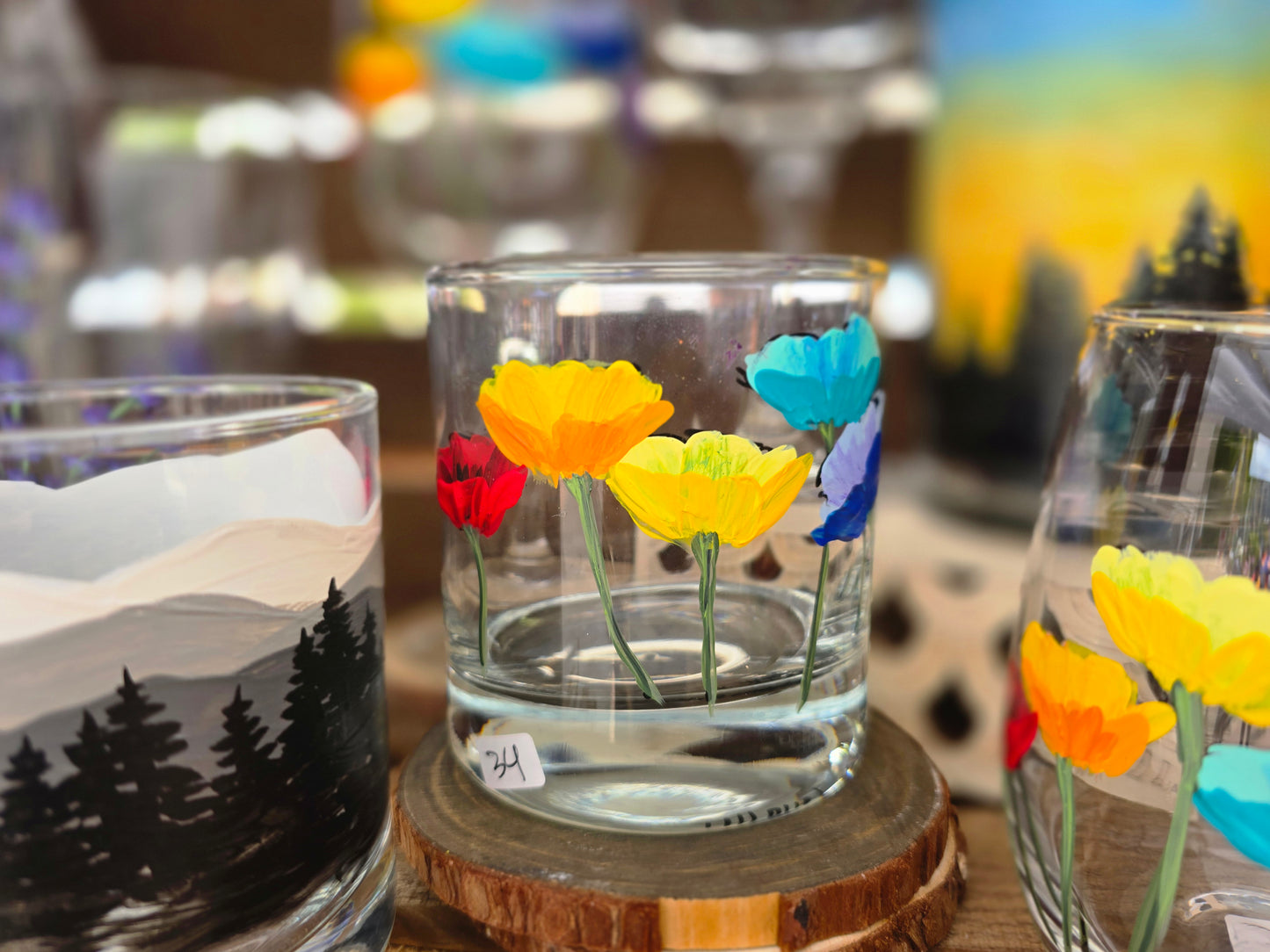 Double Old Fashioned Glass- Poppy Art