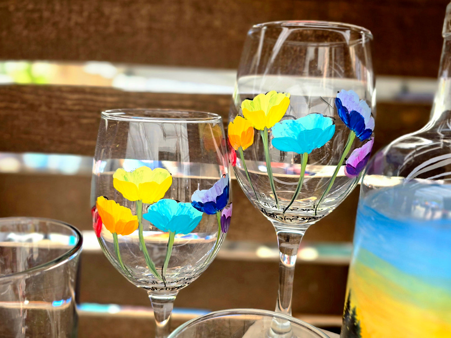 Wine Glass- Poppy Art