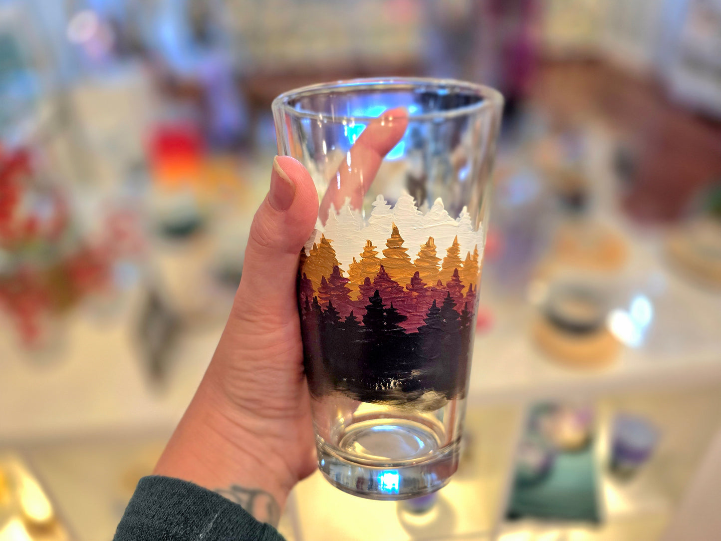 Pint Glass- Forest Trees Art