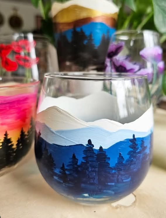 Wine Glass- Mountain Art