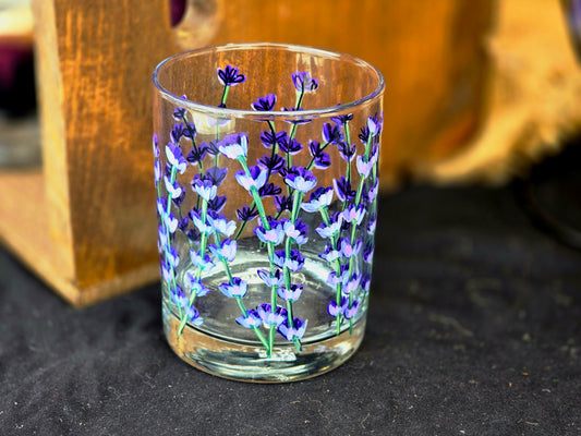 Double Old Fashioned Glass- Lavender Art