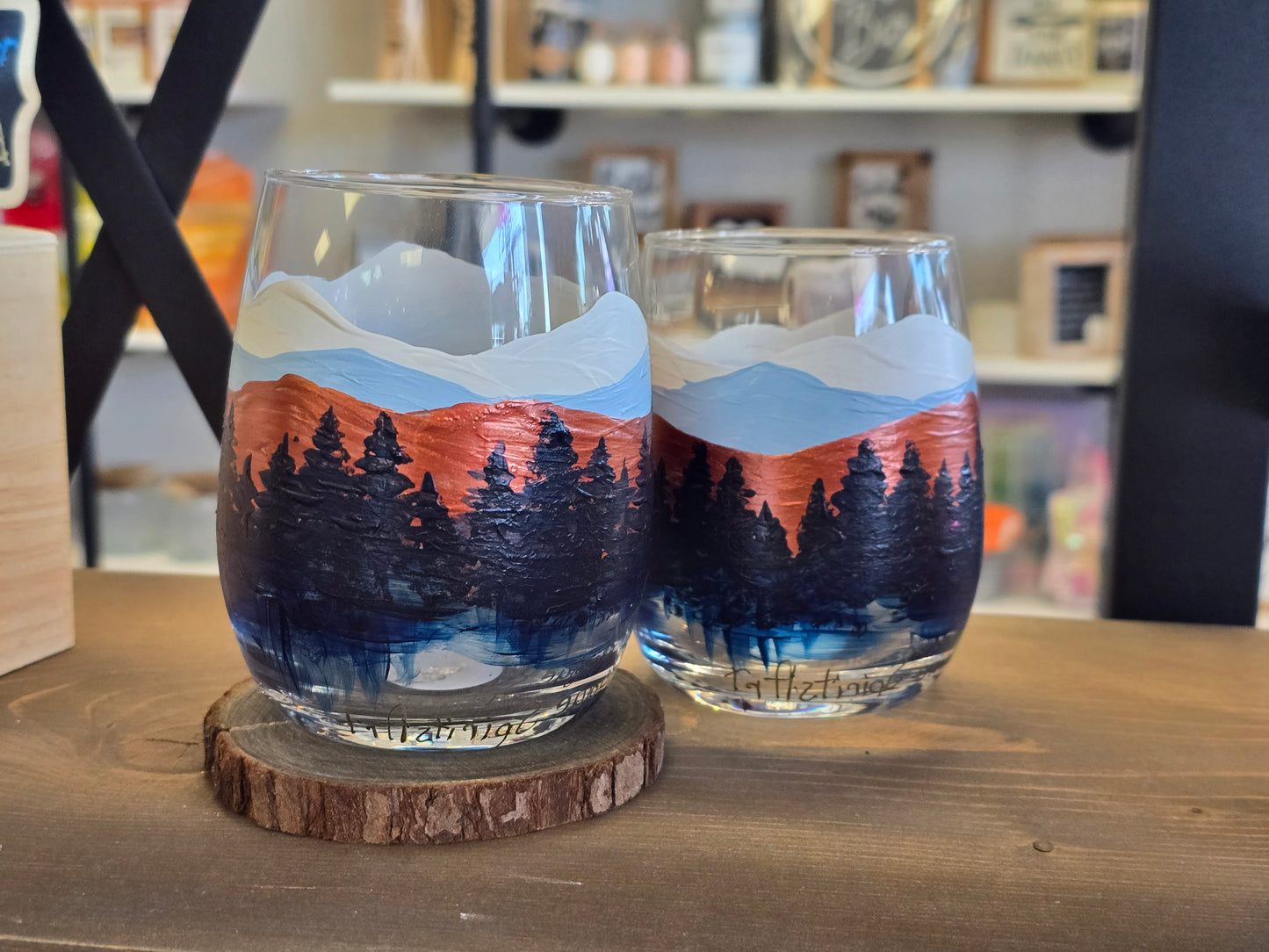 Wine Glass- Mountain Art
