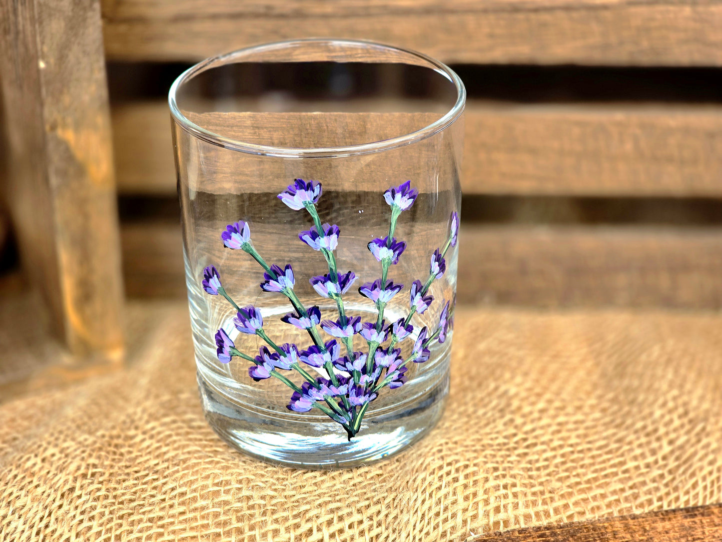 Double Old Fashioned Glass- Lavender Art